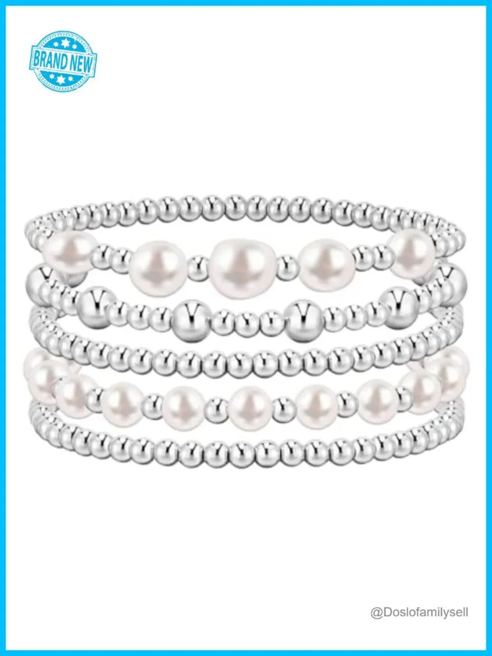 14K Gold Plated Beaded Bracelet Stack Set Stretch Bracelets for Women